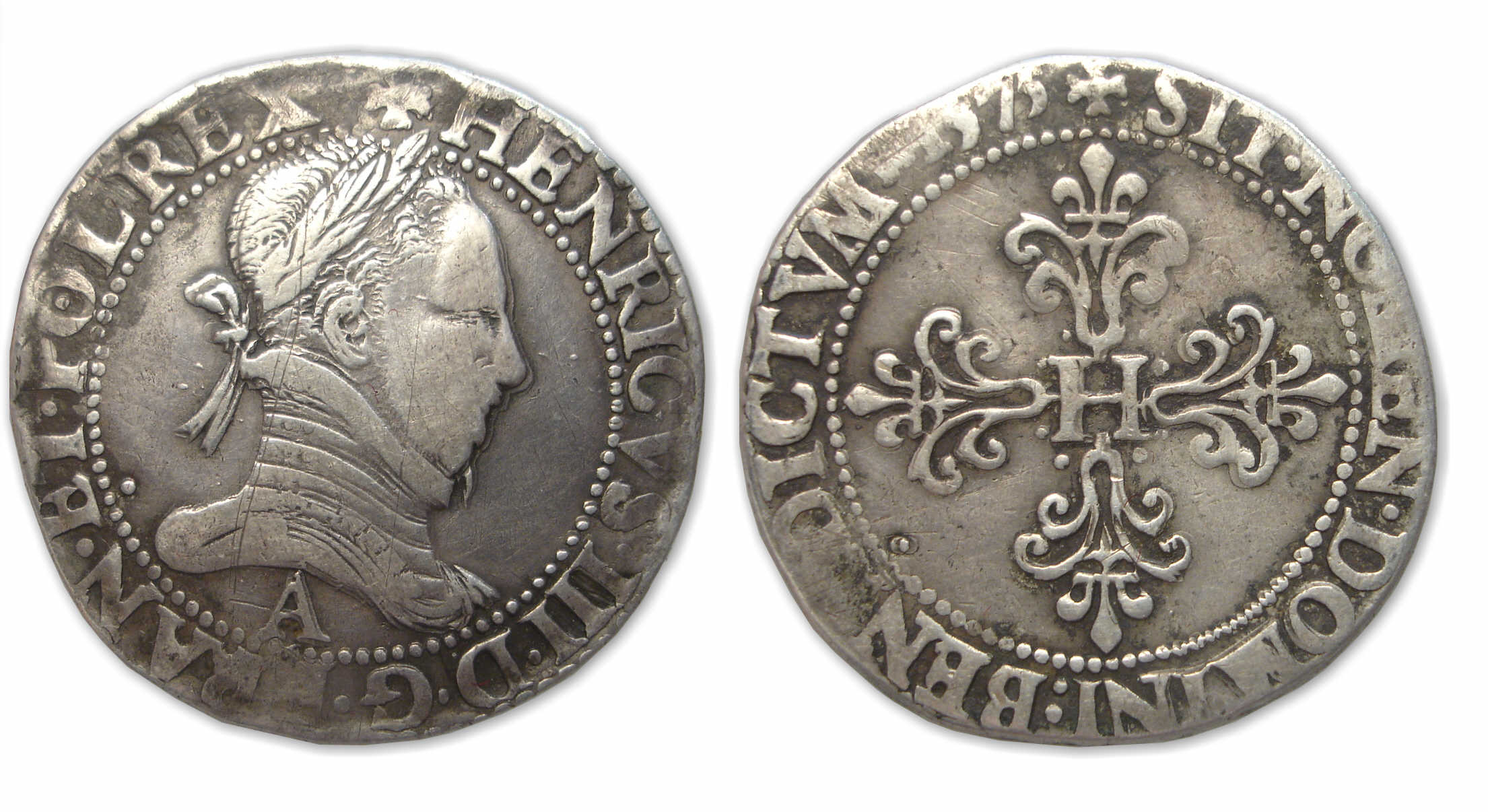Henri III - Demi-franc au col plat 1575 A (Paris) Henri III - Demi-franc au col plat 1575 A (Paris)
