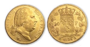 20 frs Louis XVIII buste nu 1824 A (Paris)