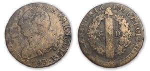 6 deniers type François 1793 T (Nantes)