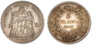 5 frs Hercule 1848 K (Bordeaux)