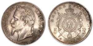 5 frs Napoléon III tête laurée 1870 A (Paris)