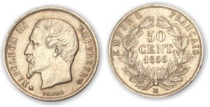 50 ctes fr Napoléon III tête nue 1856 BB (Strasbourg)