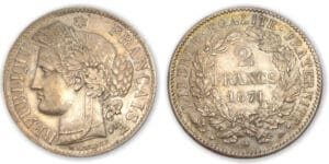 2 frs Cérès avec légende 1871 a (Paris)