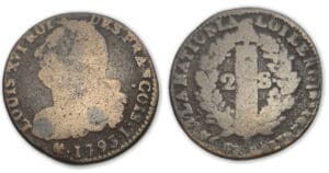 2 sols au faisceau type François 1793 I (Limoges)