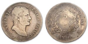 5 frs Bonaparte Premier Consul An 12 W (Lille)
