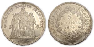 5 frs Hercule 1874 K (Bordeaux)