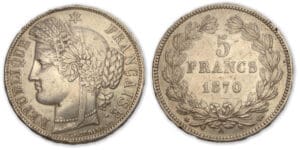 5 frs Cérès sans légende 1870 A (Paris) ancre
