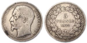 5 frs Louis Napoléon Bonaparte 1852 BB (Strasbourg)