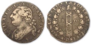 12 deniers type François 1792 A (Paris) Léopard à gauche