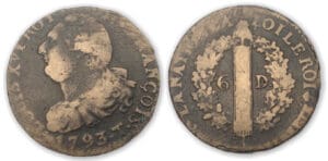 6 deniers type François 1793 T (Nantes)