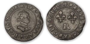 Louis XIII - Denier tournois 1618 R (Villeneuve)