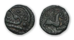 BELLOVAQUES - Quart de statère en bronze à l'astre (80-50 av. J.-C.)