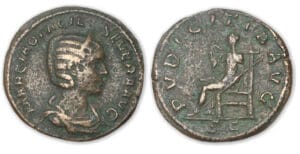 Otacilie - Sesterce (244-245, Rome) La Pudeur