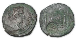 Octave Auguste - As (10-7 av. J.-C., Lyon) Autel contremarque TIB