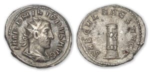 Philippe  1er - Antoninien (248, Rome) Cippe