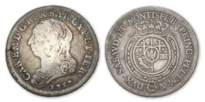 Italie - Sardaigne - Charles Emanuele III 1/4 d'écu 1757