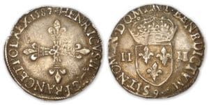 Henri III - Quart d'écu 1587 9 (Rennes)