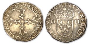 Henri IV - Quart d'écu croix feuillue 1603 9 (Rennes)