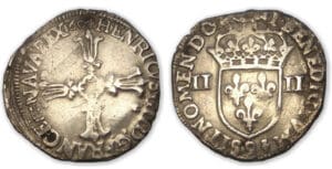 Henri IV - Quart d'écu croix feuillue 1604 9 (Rennes)