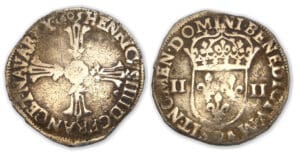 Henri IV - Quart d'écu croix feuillue 1605 9 (Rennes)