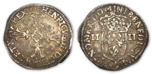 Henri IV - Quart d'écu croix feuillue 1608 9 (Rennes)