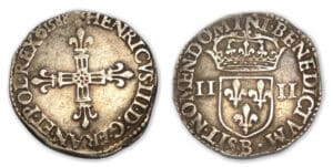Henri III - Quart d'écu 1588 B (Rouen)