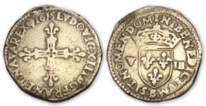 Louis XIII - Huitième d'écu 1615 B (Rouen)