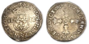 Henri IV - Quart d'écu croix feuillue 1603 & (Aix en Provence)