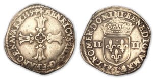 Henri IV - Quart d'écu croix feuillue 1594 L (Bayonne)