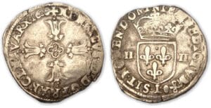Henri IV - Quart d'écu croix feuillue 1608 L (Bayonne)