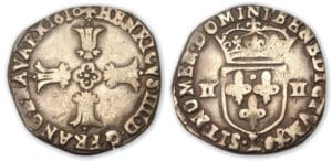 Henri IV - Quart d'écu croix feuillue 1610 L (Bayonne)