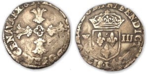 Henri IV - Huitième écu croix feuillue 1603 L (Bayonne)