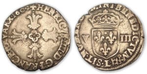 Henri IV - Huitième écu croix feuillue 1604 L (Bayonne)
