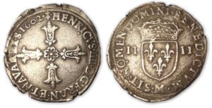 Henri IV - Quart d'écu croix feuillue 1602 M (Toulouse)