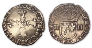 Henri IV - Quart d'écu croix feuillue 1606 T (Nantes)