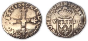 Charles X - Huitième d'écu 1590 T (Nantes)