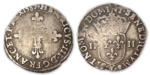 Henri III - Quart d'écu 1587 Y (Bourges)