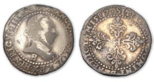 Henri III - Demi-franc au col plat 1587 B (Rouen)