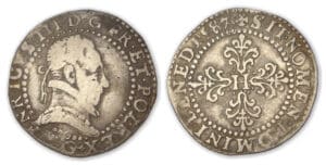 Henri III - Demi-franc au col plat 1587 G (Poitiers)