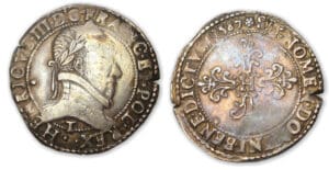 Henri III - Demi-Franc au col plat 1587 T (Nantes)