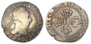 Henri III - Demi-Franc au col plat 1587 X (Amiens)