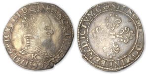 Henri III - Demi-franc au col plat 1590 (Saint-Lizier)