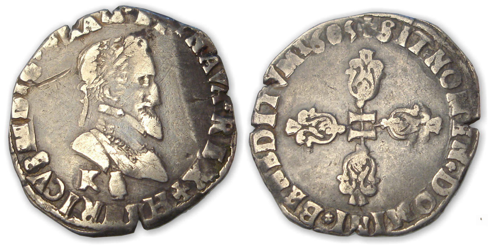 Henri IV - Demi-franc 2 ème type 1605 K (Bordeaux) Henri IV - Demi-franc 2 ème type 1605 K (Bordeaux)