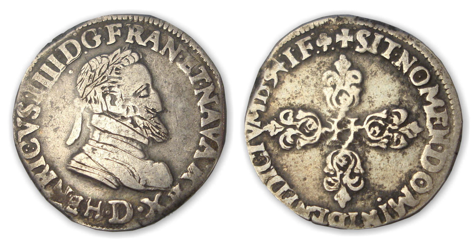 Henri IV - Demi-franc 1594 D (Lyon) Henri IV - Demi-franc 1594 D (Lyon)