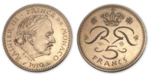 Monaco - Rainier III 5 frs 1970 pré-série