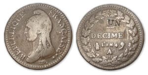 Un décime Dupré modification du 2 décimes An 4 A (Paris)