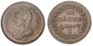 Un décime Dupré grand module An 5 W (Lille)