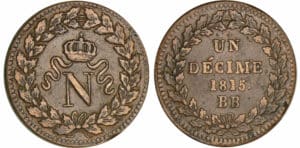 Un décime Napoléon 1er Blocus de Strasbourg - 1815 BB (Strasbourg)