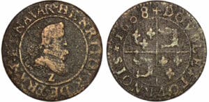 Henri IV - Double tournois - 1608 Z Dauphiné - (Grenoble)