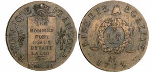 Sol à la balance type FRANCOISE An II - 1793 AA (Metz) - Refrappe
